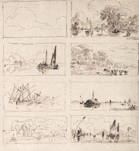 Sheet of Composition Studies of River Scenes by Unbekannt Unbekannt